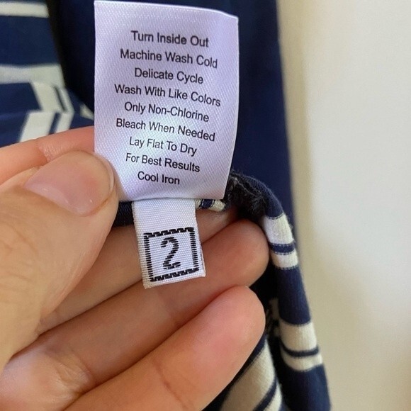 Universal Standard Rhine V Neck Color Block Cuff Dress Blue White Stripe 4 NWT - Picture 12 of 12